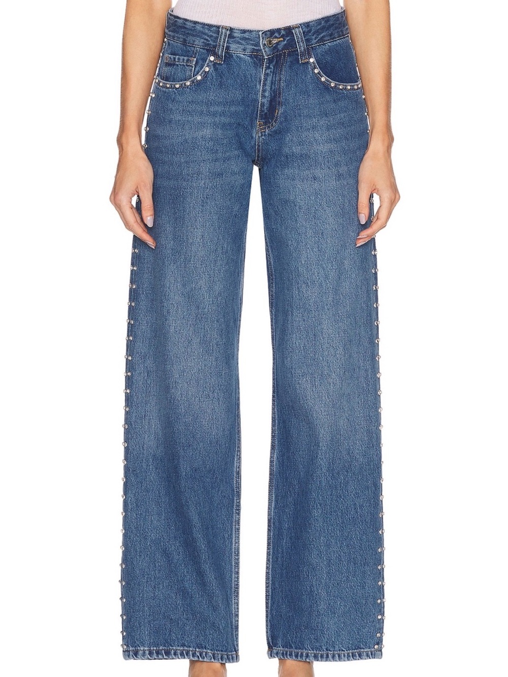 Sandy Liang Updo Jeans with Rhinestones